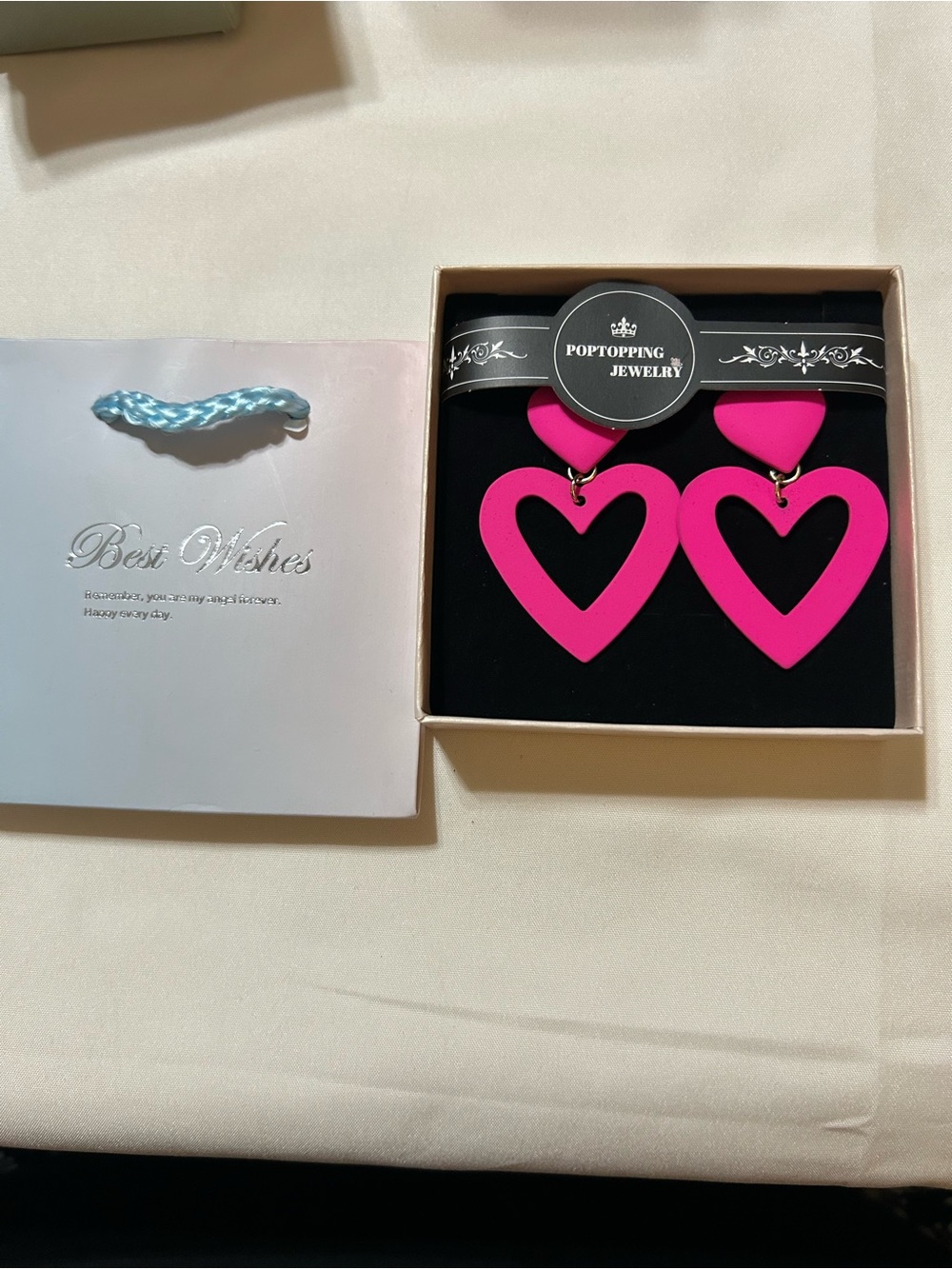Hot Pink Heart Drop Earrings
